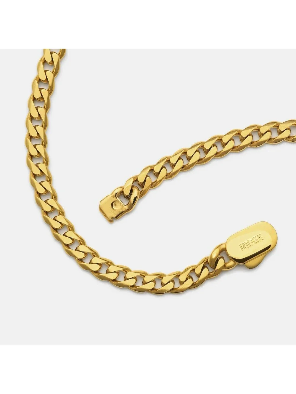 Ridge Curb Chain 18K Gold Over Stainless Steel 22” Necklace 8.5” Bracelet set